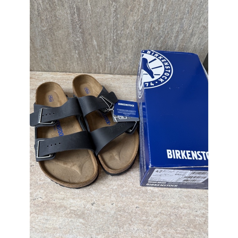 Birkenstock Men's Arizona BS Black Leather Sandals Sz 11/42 0752481 New in Box!